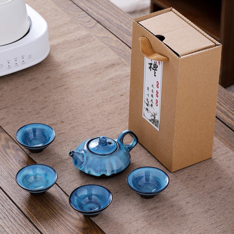 Chinesische Porzellanofenwechsel Keramik Teekanne Teetasse Tragbares Kung Fu Tee Set Geschenk
