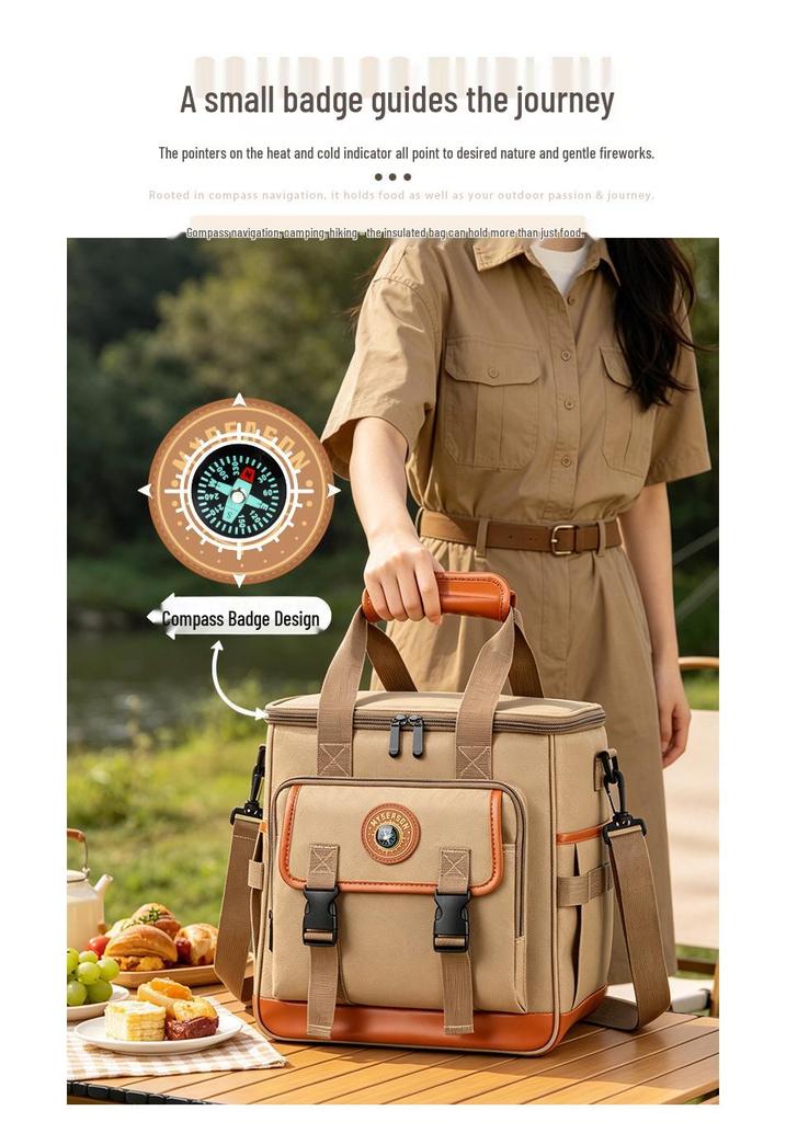 Large Capacity Insulated Outdoor Picnic Crossbody Travel Bag for Camping & Food Storage