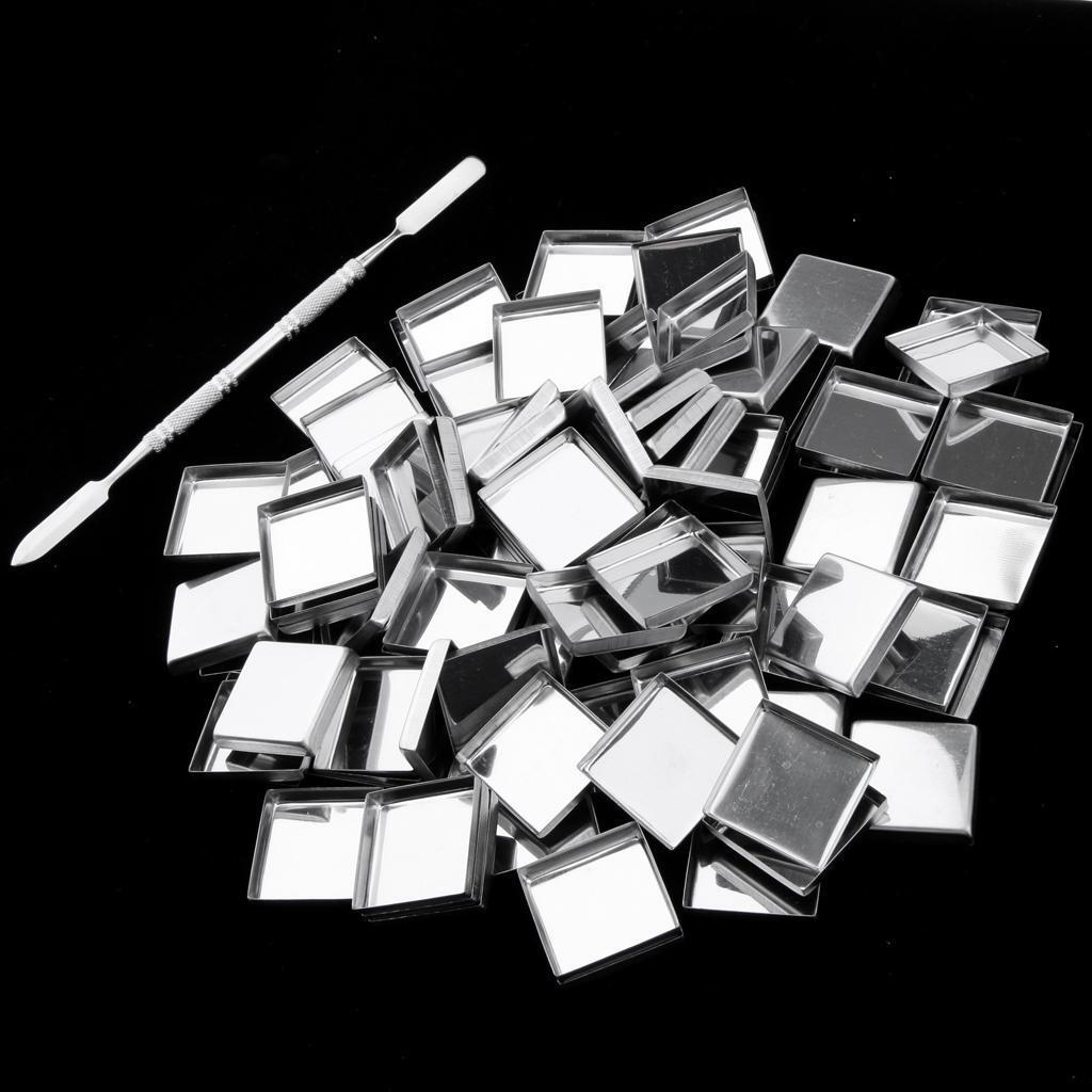 100Pcs Empty Eyeshadow Blush Makeup Pans Magnetic Tins Palette Square+Stick