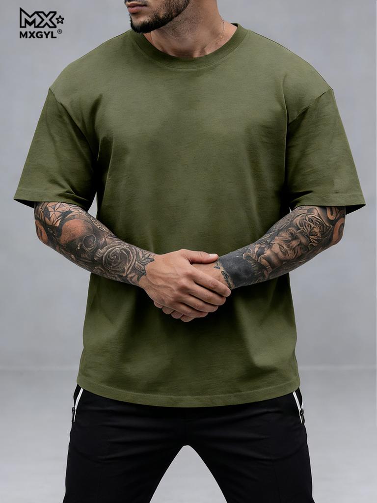 Summer men's casual sports loose plus size whatever letter printed comfortable round neck short sleeved T-shirt