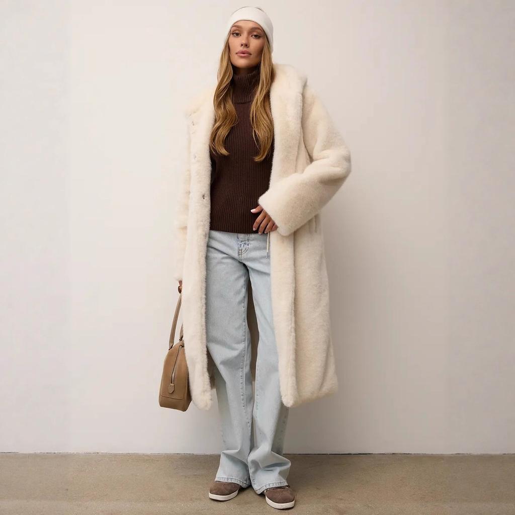 New imitation mink fur coat women's clothing winter long hooded belt artificial fur coat