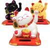 Mini Fortune Cat Figurine Solar Powered Waving Hand Cat Ornaments  Car Decor