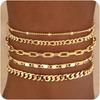 European & American Retro Cuban Link Anklet Set - 5 Pieces