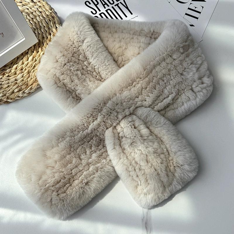 Otter Rabbit Scarf Women's Temperament Versatile Cute Neck Pad Thickened Warm Scarf Reversible Real Wool Woven Fur Collar