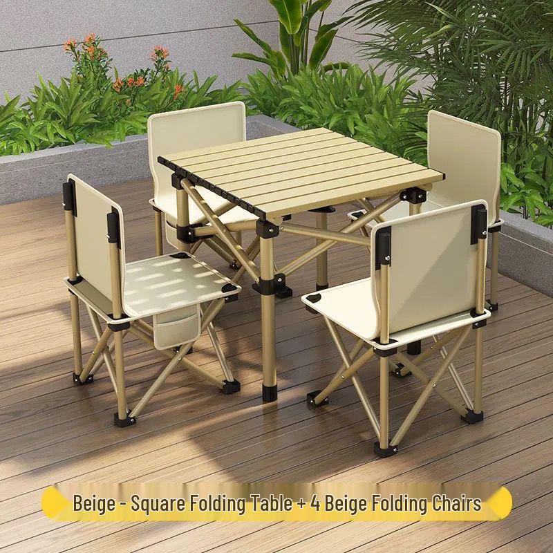 Portable Folding Outdoor Table and Chair Set for Camping, Picnic, BBQ, and Cooking.