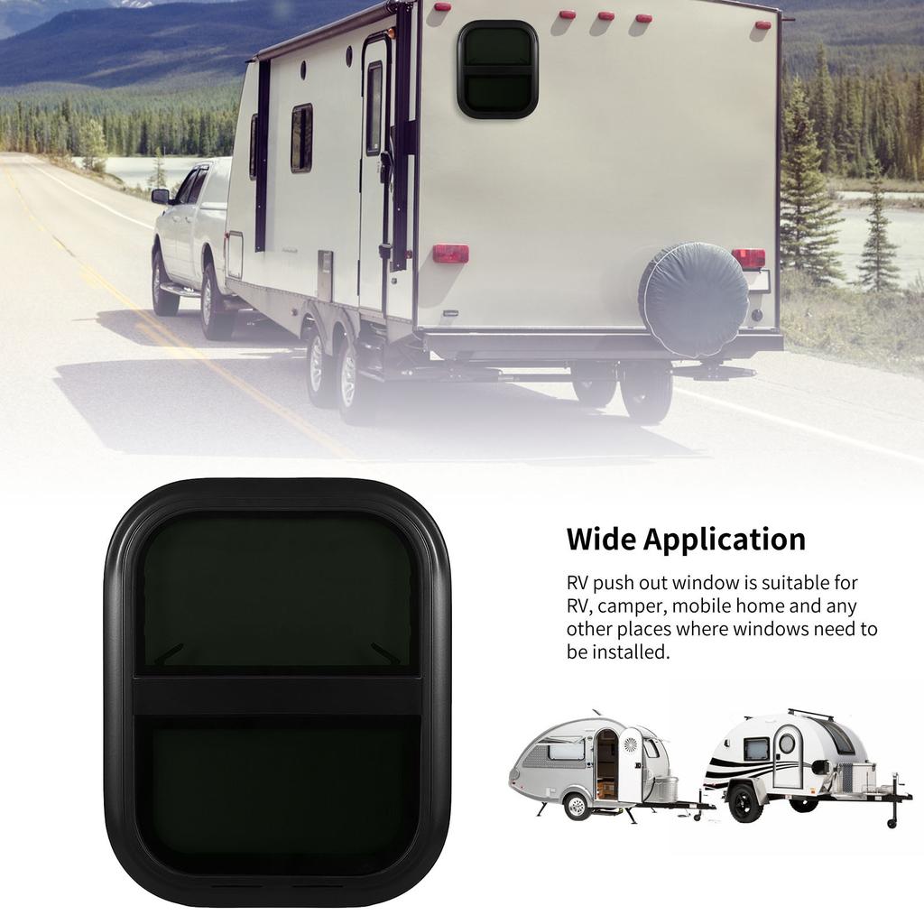 RV Sliding Windows with Screen 440mm H 390mm W Tinted Tempering Glass Waterproof for Motorhome Trailer