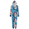 Weihnachtsdruck Eltern-Kind-Outfit Kapuzenreißverschluss Einteiliges modisches Heimanzug-Set