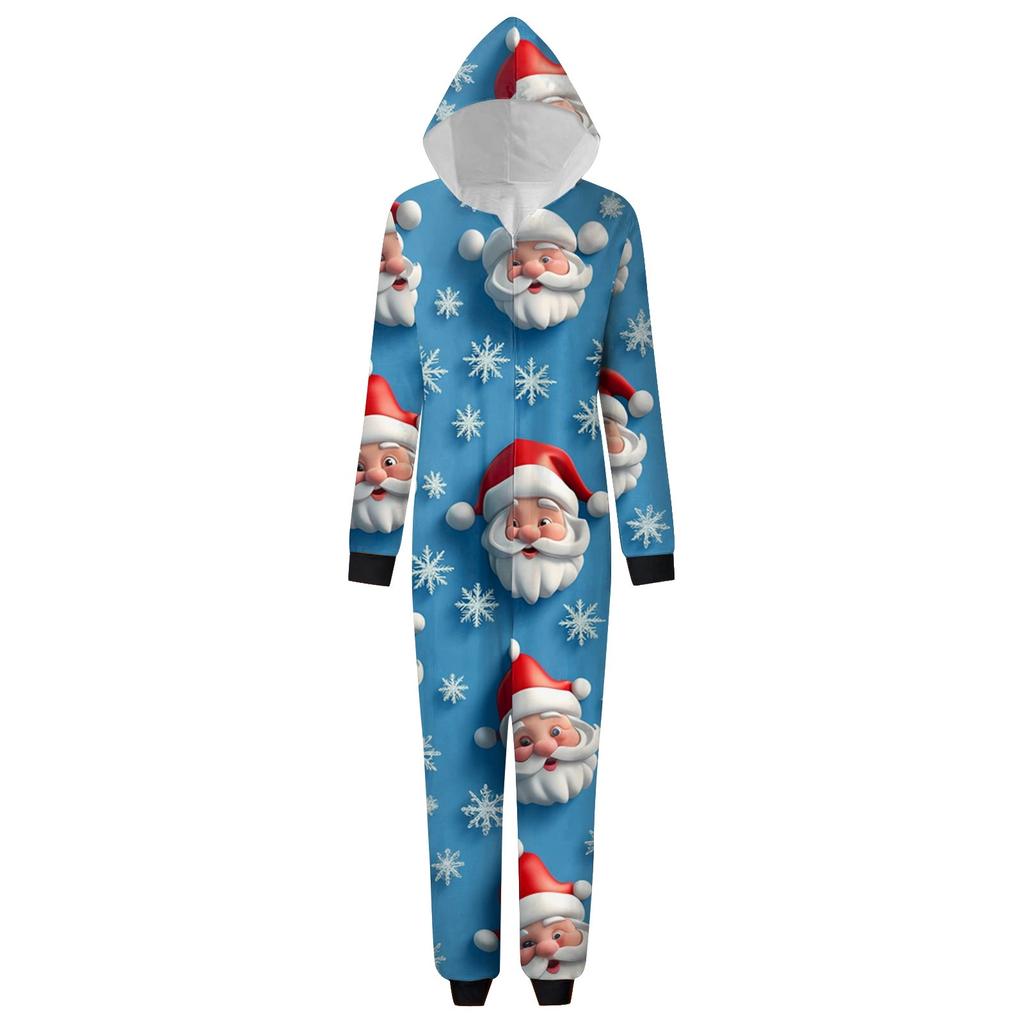 Weihnachtsdruck Eltern-Kind-Outfit Kapuzenreißverschluss Einteiliges modisches Heimanzug-Set