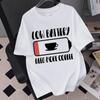 I Need Coffee Battery Funny Design Unisex Tees Tshirts Minimalist Caffeine Graphic Tops Short Sleeve Tees Casual Daily Wear