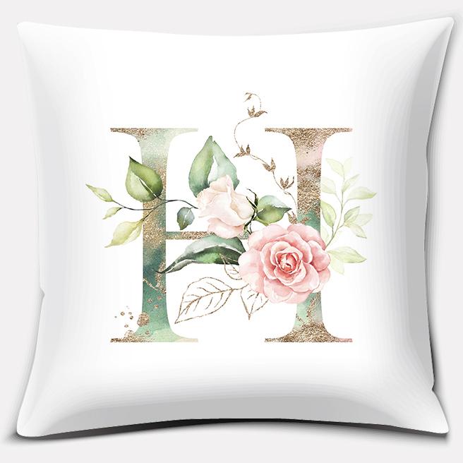 Green Flower Letter Series Pillow Gift Home Office Decoration Pillow Bedroom Sofa Car Cushion Cover Pillowcase