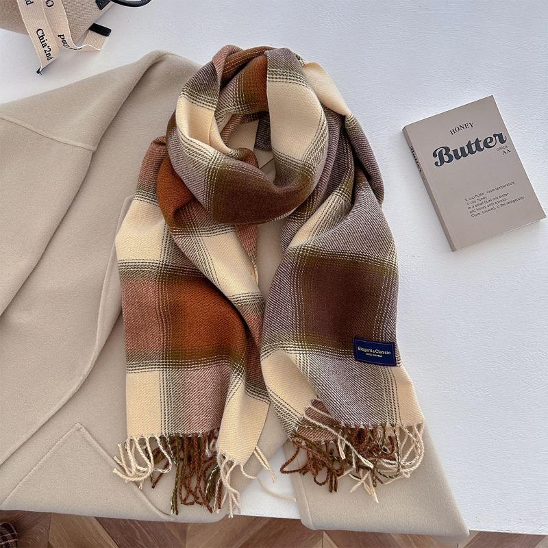 Autumn and winter new versatile scarf women's thickened woven thick beard fringed warm scarf imitation cashmere shawl