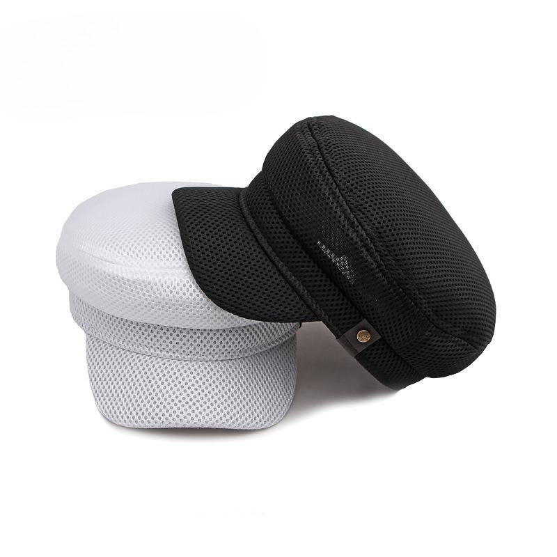 Men Women Summer Breathable Mesh Military Cap Flat Top Sun Hat Fashion Retro Cadet Cap Outdoor Peaked Hat