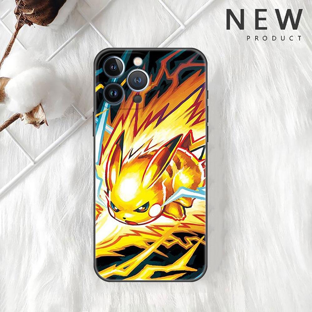 Telefon Fall Für Apple iPhone 11 14 13 12 Pro 7 Plus XR X XS Max 6 6S 13Pro Max schwarz Silikon Funda Anime Cool Pokemon