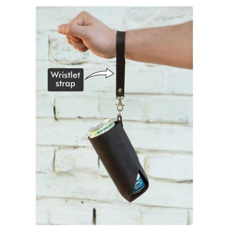 Portable Leather Beer Bottle Waist Belt Hands-Free Drink Carrier for Beer Lovers Hiking Camping Barbecue one size