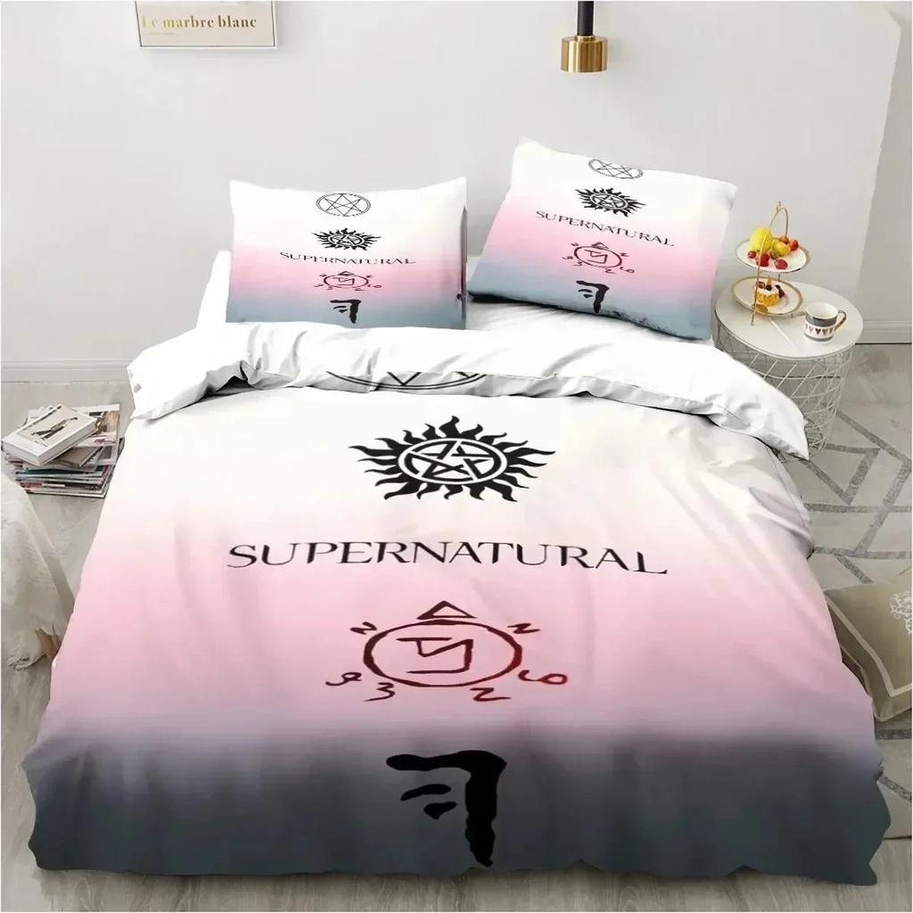 Nadzwyczajny Zestaw Pościeli z Logo Poszwa na Kołdrę Zestaw do Łóżka Poszwa na Kołdrę Poszewka na Poduszkę Kołdra Rozmiar King Queen Chłopcy Dorośli Zestaw Pościeli