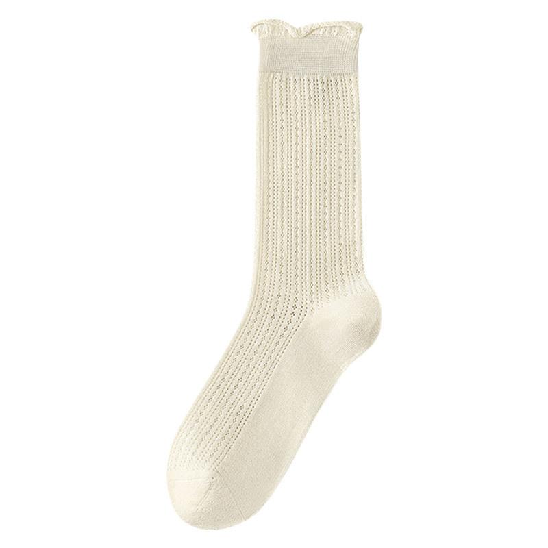 

Белые носки Мэри Джейн среднего размера, детские носки с маленькой кожаной обувью, балетный стиль, длинные летние носки One Size