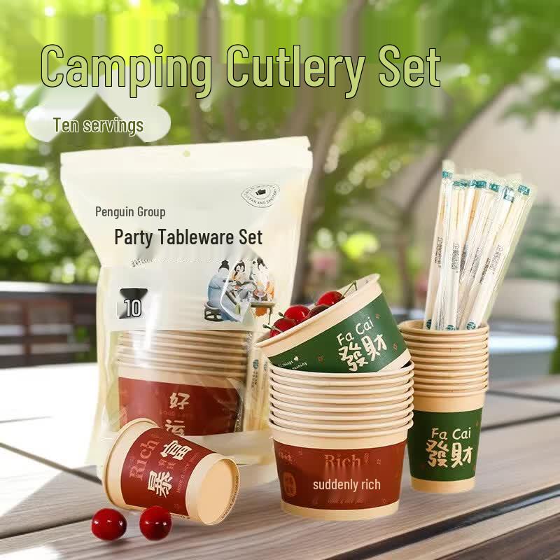 Penguin Tuan Tuan Disposable Paper Tableware Set (10-Person)