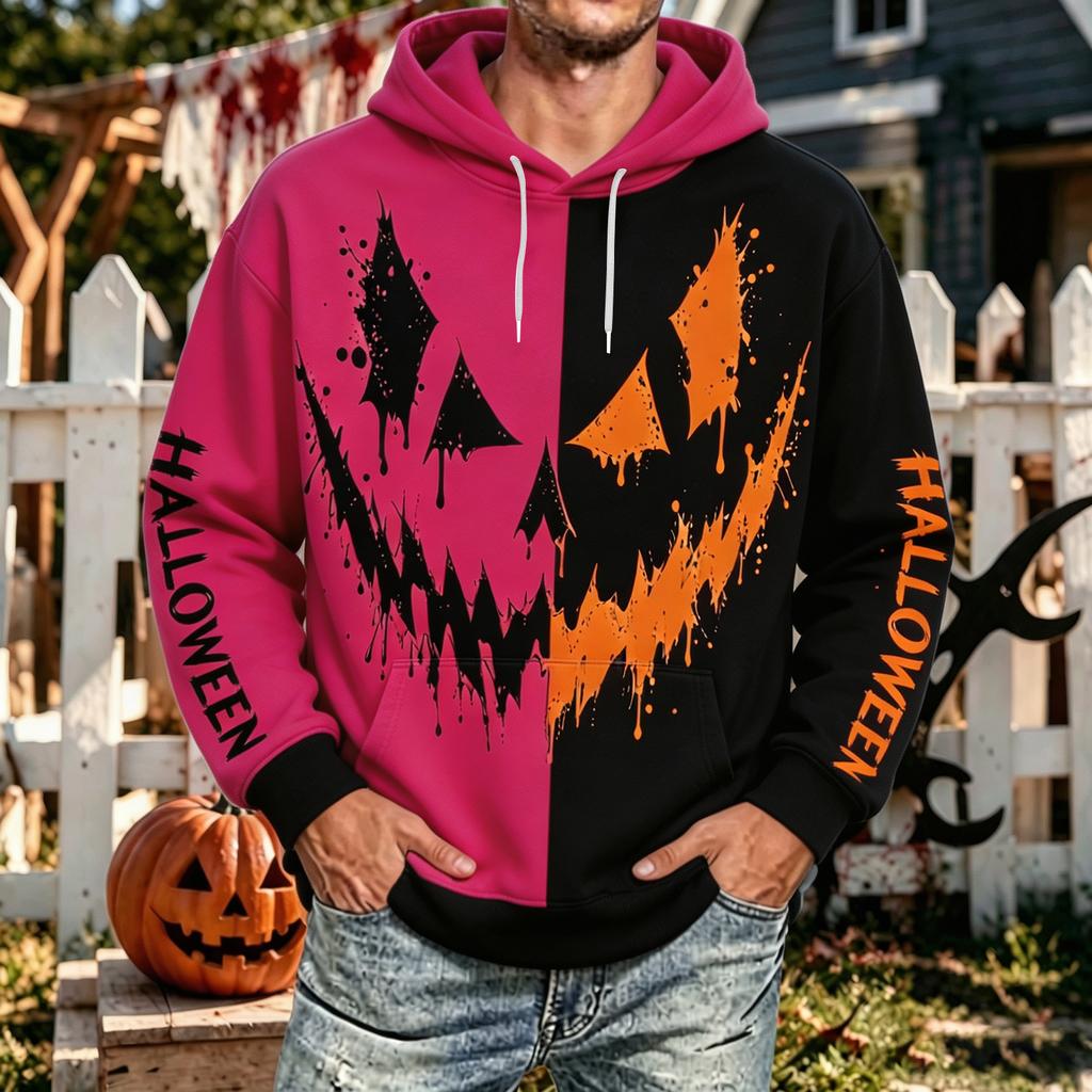 Men's Halloween Hoodie with Pockets Casual Sporty Comfortable Pullover Sweatshirt