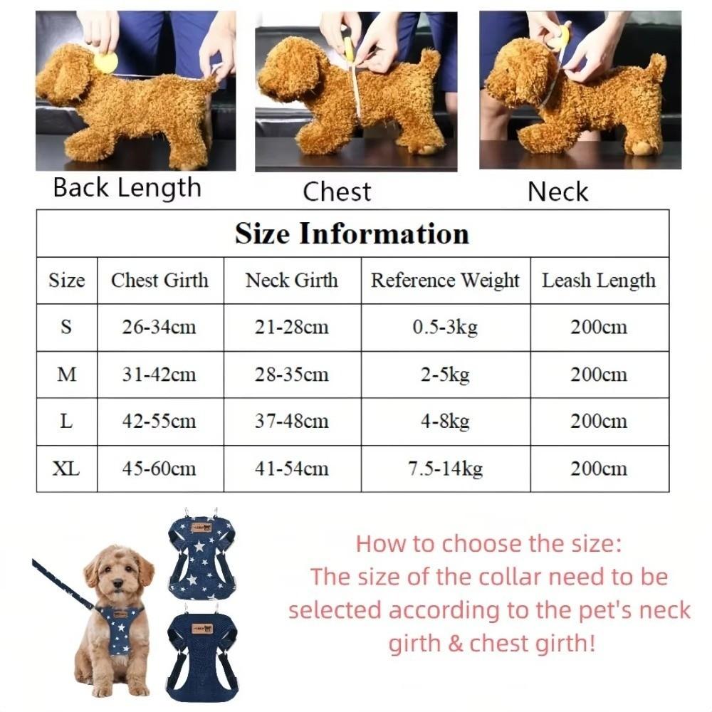 Adjustable Dog Harness Lead Leash Set Breathable Denim Mesh Pet Harness Vest Style Escape Proof Dog Chest Harness Pet