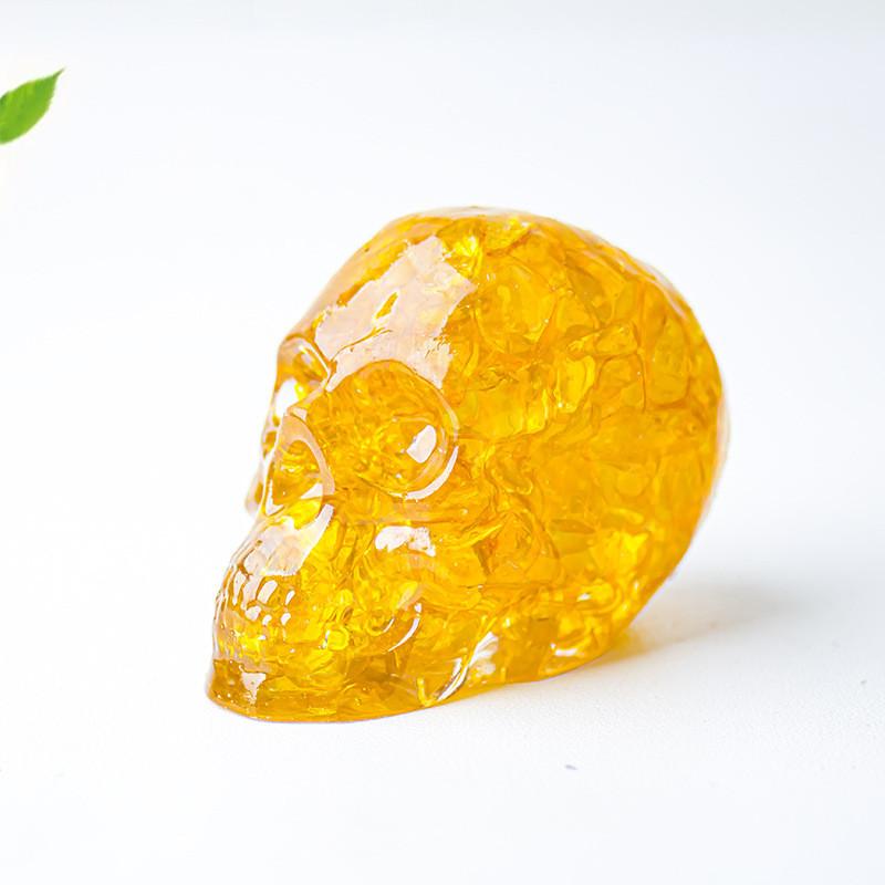 Crystal Resin Skull Decor With Natural Stones For Office And Home Tabletop Display