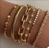 5pcs Simple Punk Silver Color Thick Beads Bracelet Set Vintage Exaggerated Luxury Geometric Design Bangles Vacation Date Jewelry
