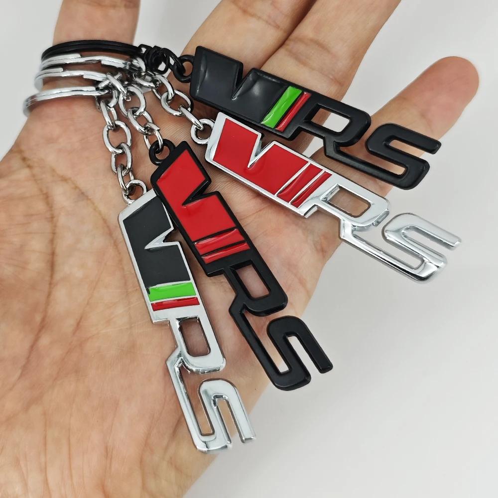 HGWE4 Metall Autoschlüsselanhänger Schlüsselanhänger Halter Auto Schlüsselanhänger Anhänger für Skoda VRS Logo Octavia RS Fabia Rapid Superb Kodiaq Auto Zubehör