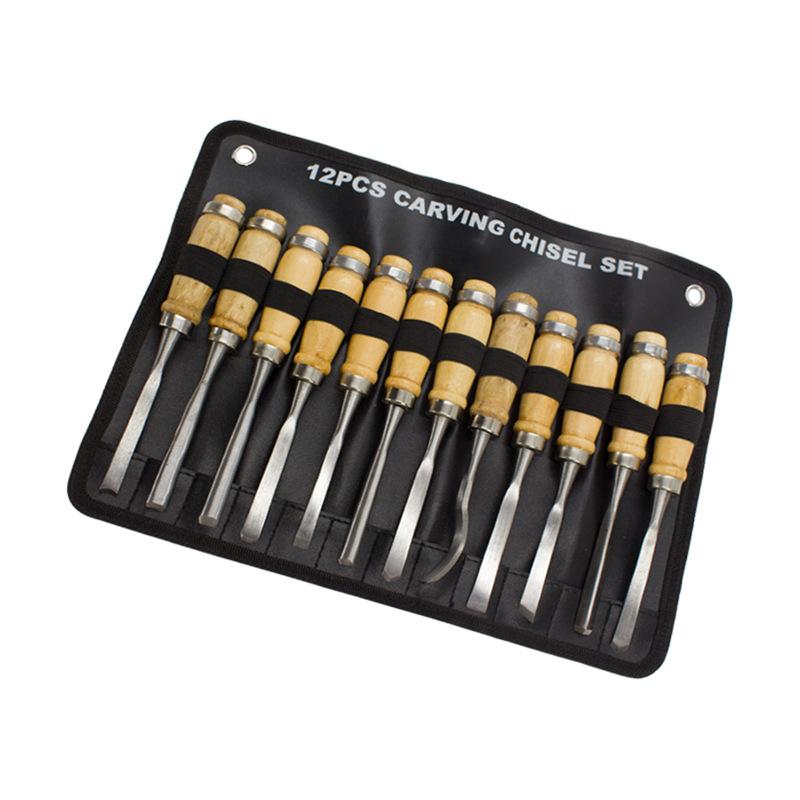

12PCS Wood Carving Chisel Set with Black Case Sharp Carbon Steel Woodworking Tools for Beginners & Professionals 1 set