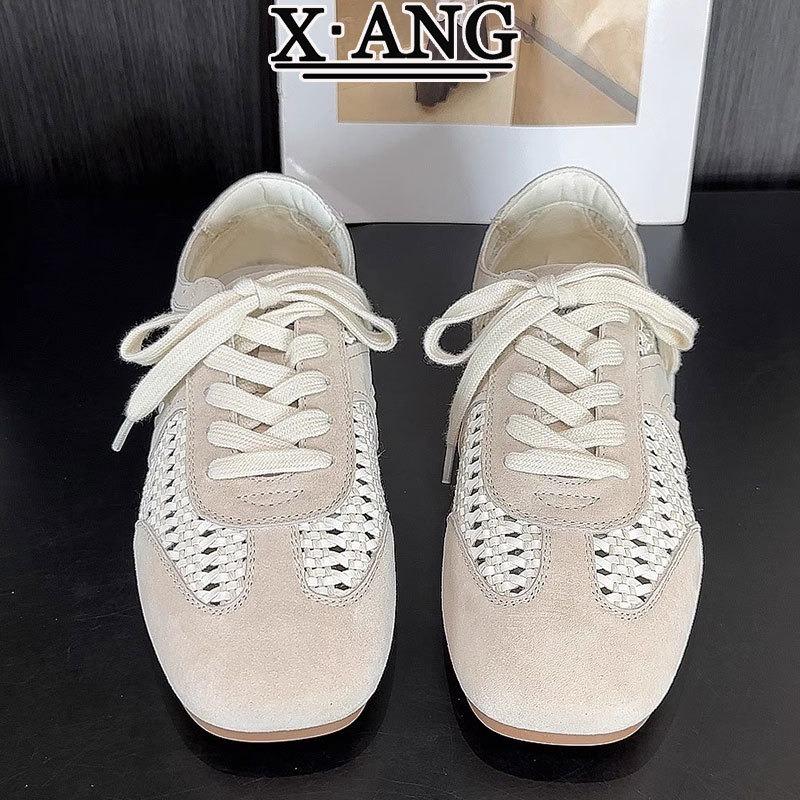 Leather hand-woven hollow breathable soft sole not tired feet women's shoes flat single shoes summer hole sandals