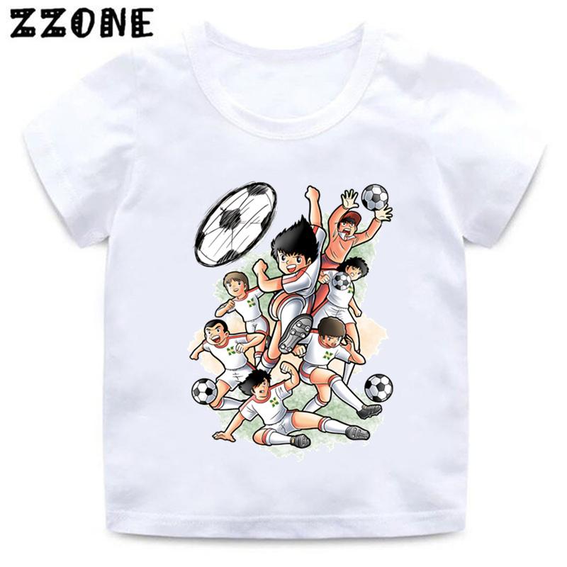 Anime 'Captain Tsubasa' Small Soccer Player Print Fun Girl Clothing Boys' T-Shirt Summer Top