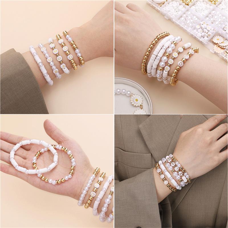 24 Grid Pearl Soft Pottery Letter Bead Accessories Set Box Handmade Diy Bracelet Necklace Creative Beads