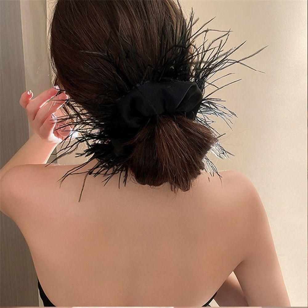 Intestine Hair Ring Feather Hair Rope Satin Hair Ring Korean Style Scrunchies Female Hair Ties