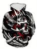 Men'S Hooded Digital Print Sweatshirt, Featuring a Street Fashion Style with a Skull Graphic, Machine Washable, Versatile Design, Suitable for