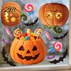 Seasonal Glass Surface Decals Halloween Pumpkin Window Clings, Cartoon Cat Static Sticker, Jack O Lantern Stickers Removable PVC for Party Home