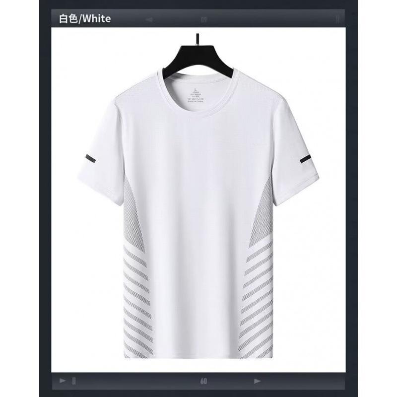 T-Shirt Summer Men'S Short-Sleeved Summer New Ice Silk Quick-Drying Round Neck Short-Sleeved T-Shirt Men'S Casual Versatile Simple Top