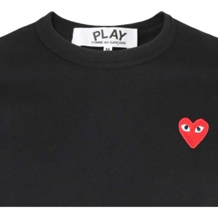 CDG Play T-Shirts Men's Black Crew Neck Moderate AX-T118-051-1