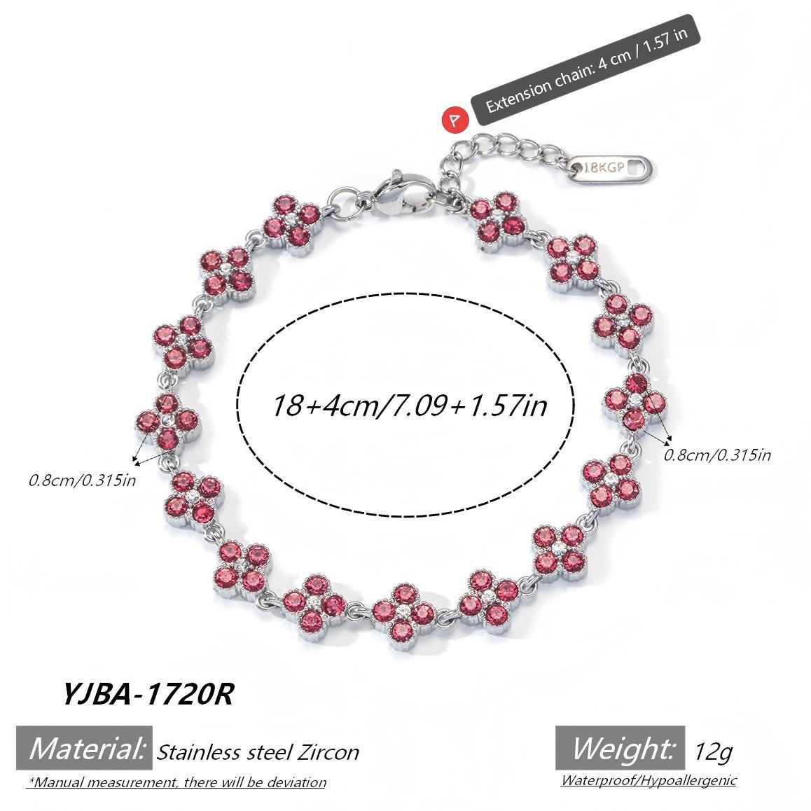 Exquisite Zircon Four-Leaf Clover Jewelry Set: Multi-Color Crystal Bracelet  Necklace