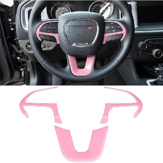 Steering Wheel Cover Trim Interior Accessories Decoration Kit for 2015-2024 Dodge Challenger Charger, for 2014-2024 Dodge Durango & Jeep Grand