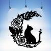 Vintage Katze Rose Metall Wandkunst Eisen Heimdekoration Geschenk Innen Außen