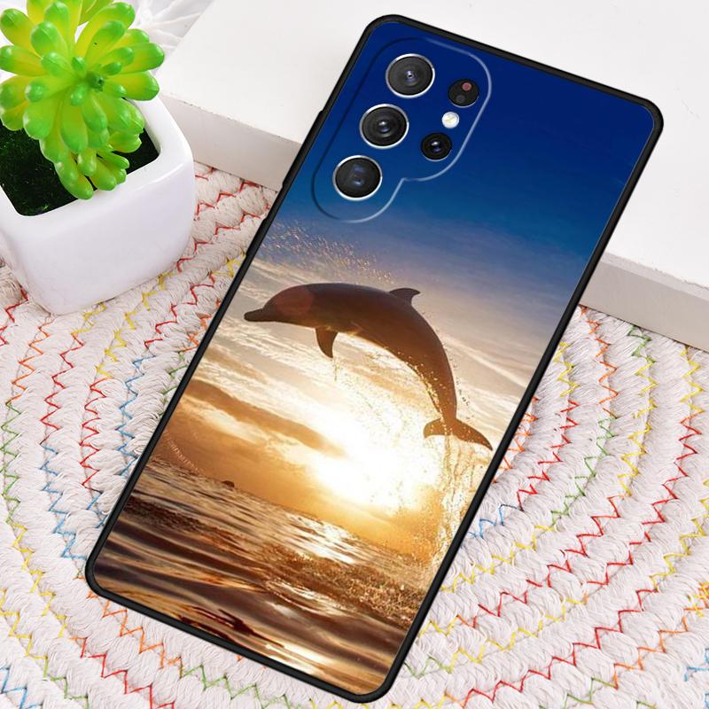 Cute Blue dolphin Sea Phone Case for Samsung Galaxy note 10 pro S26 Ultra S23 S24 FE S25 S21 S22 PLUS shockproof Cove