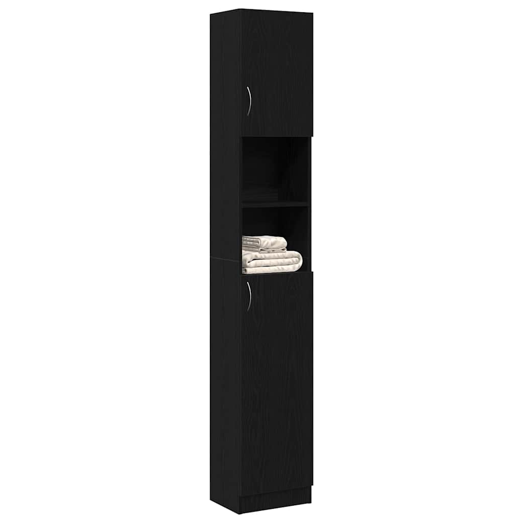 Bathroom Cabinet Black Oak Effect 32 x 25.5 x 190 cm Engineered Wood