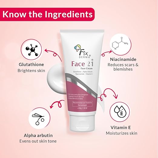 Fixderma 2% Niacinamide Face 21 Cream with Alpha Arbutin | Anti Ageing Cream for Women | Reduces Wrinkles and Fine Lines - 50 gm