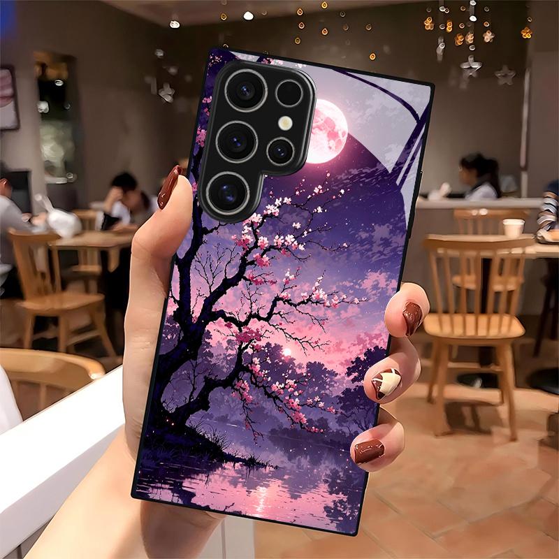 Moon Lake Pattern 2D Phone Case, Compatible with Samsung Galaxy S26/S25/S24/S23/S22/S21/S20 A56 A36 A16, Glass Protective Case