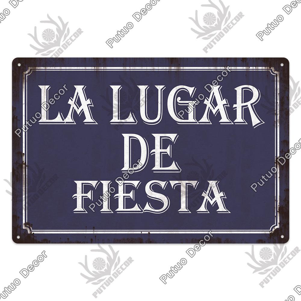 Putuo Decor Spanish Sign Vintage Metal Tin Sign Bar Pub Club Hogarena Bano Man Cave Wall Decor Iron Painting Decorative Plate