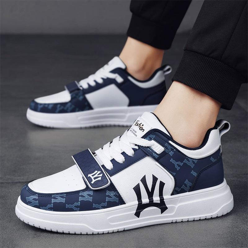 Guochao Men'S Shoes Casual Thick Baseplate Shoes Leather Surface Letter Breathable Sports White Shoes