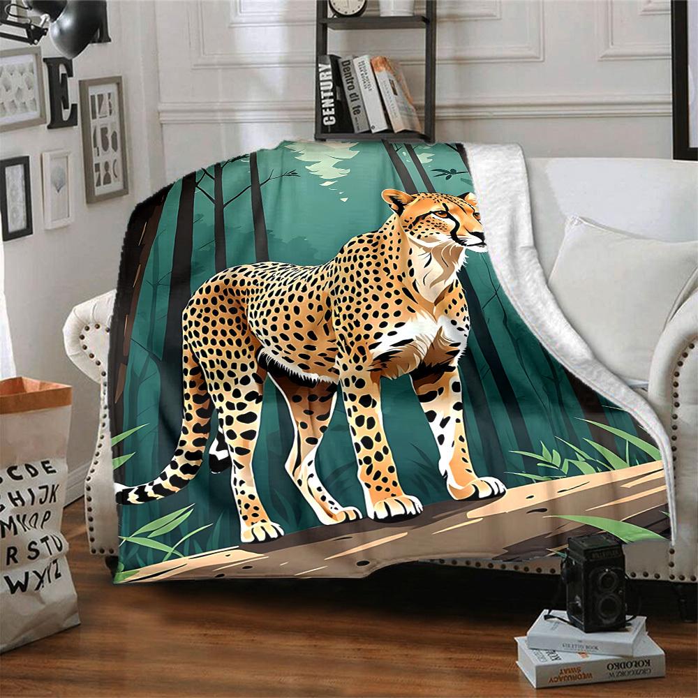 1pc Cheetah Print Blanket Lightweight Blanket Throw Blanket For Sofa, Bed, Travel, Camping, Livingroom, Office yy251010027