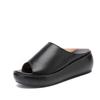 Fashion GKTINOO Women Slipper's 2025 Ladies Summer Slippers Shoes Women Wedges Heels Fashion Summer Genuine Leather Shoes Platform