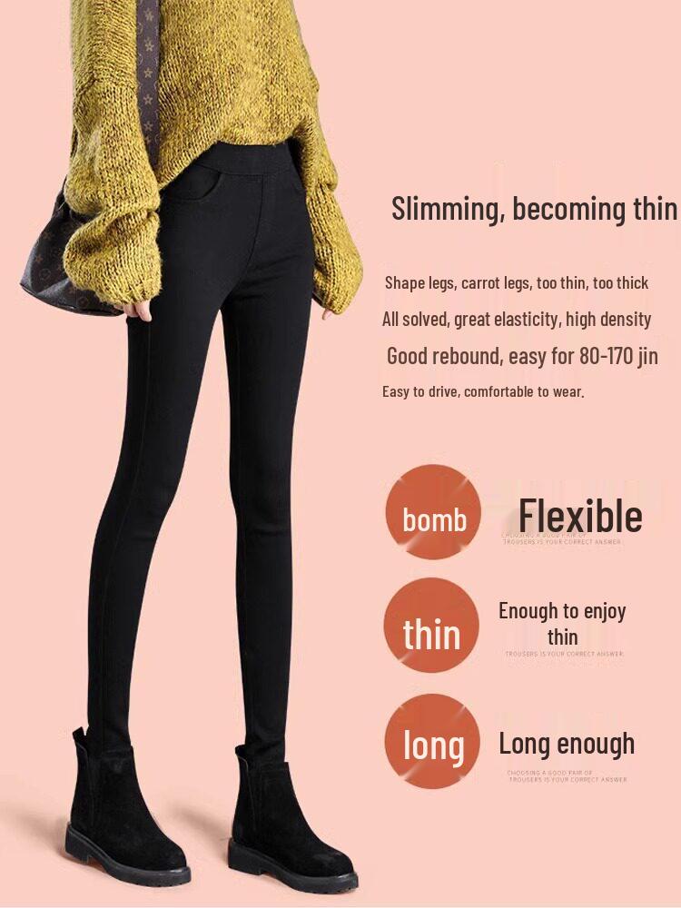 Women's High Waist Black Slimming Leggings, Plus Size Pencil Skinny Pants for Spring and Autumn