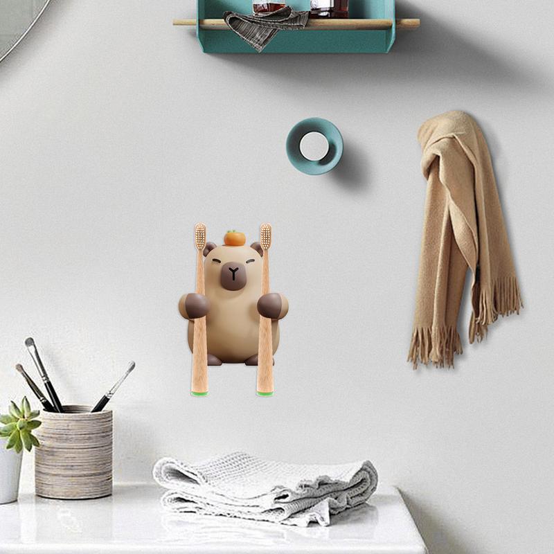 

Wall Toothbrush Holder For Bathroom Capybara Toothbrush Storage Adhesive Cute Aesthetic Wall Mounted Tooth Brush Hanger For United States