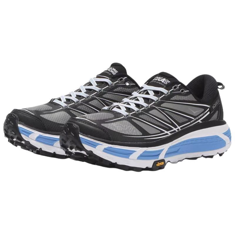 HOKA ONE ONE Mafate Speed 2 Anti Slip Wear Resistant Low Top Running Shoes Unisex Black White Sneakers 1126851-BWHT
