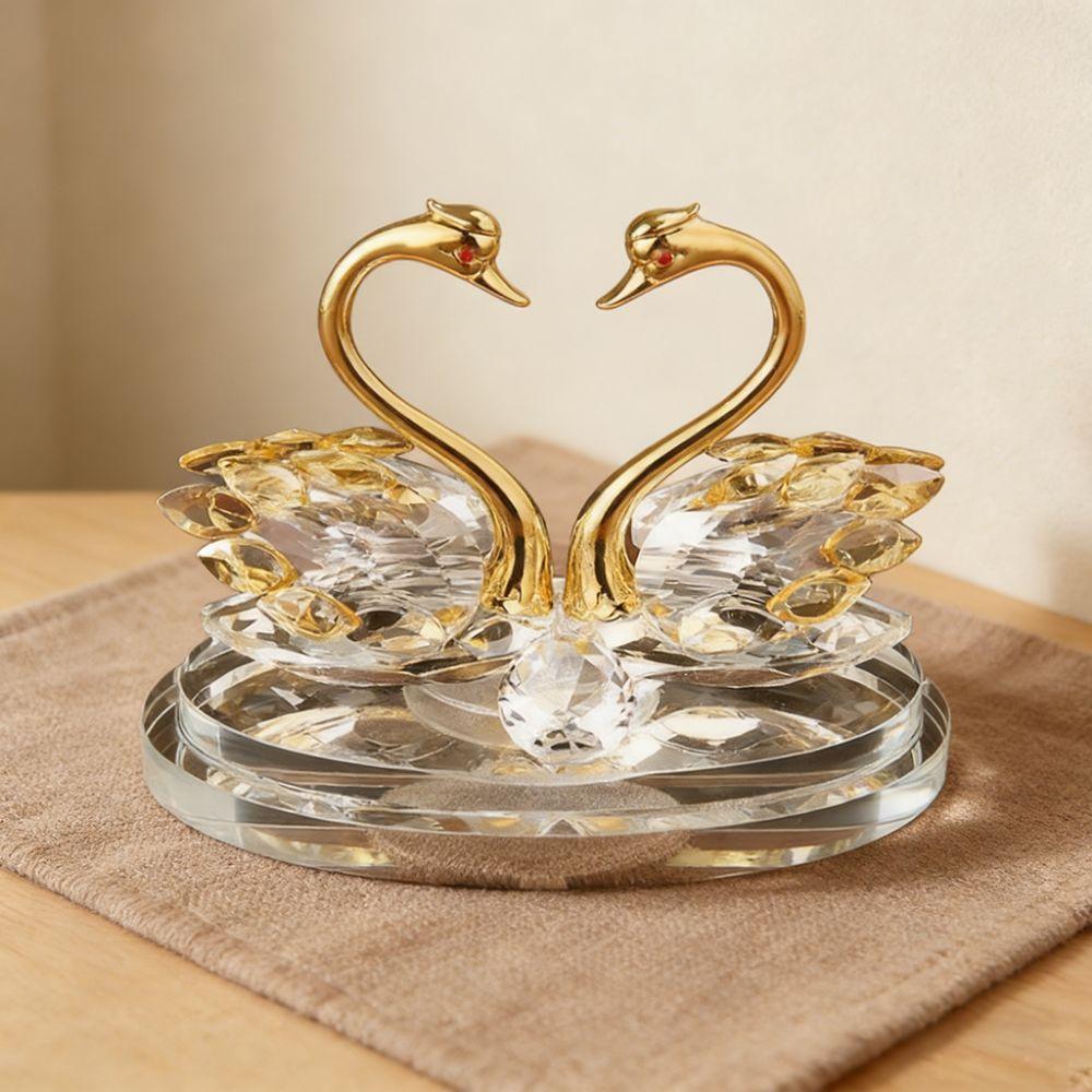 Light Luxury Crystal Swan Ornaments -encrusted Glass Swans Swan Figurines Indoor Foyer